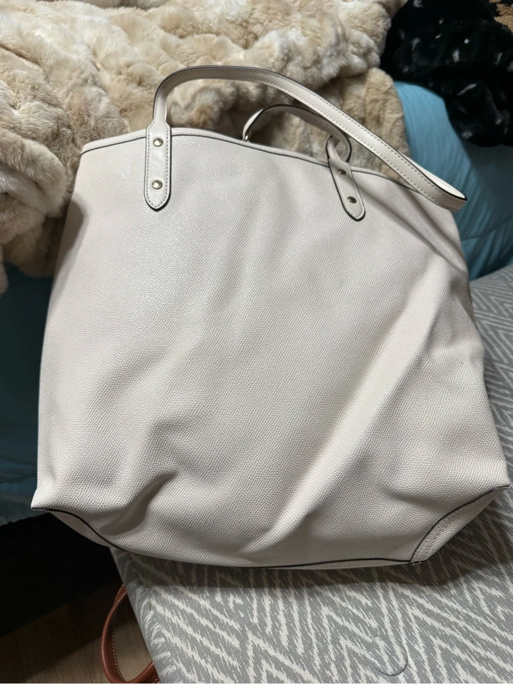 Coach American Flag Cream Leather Tote